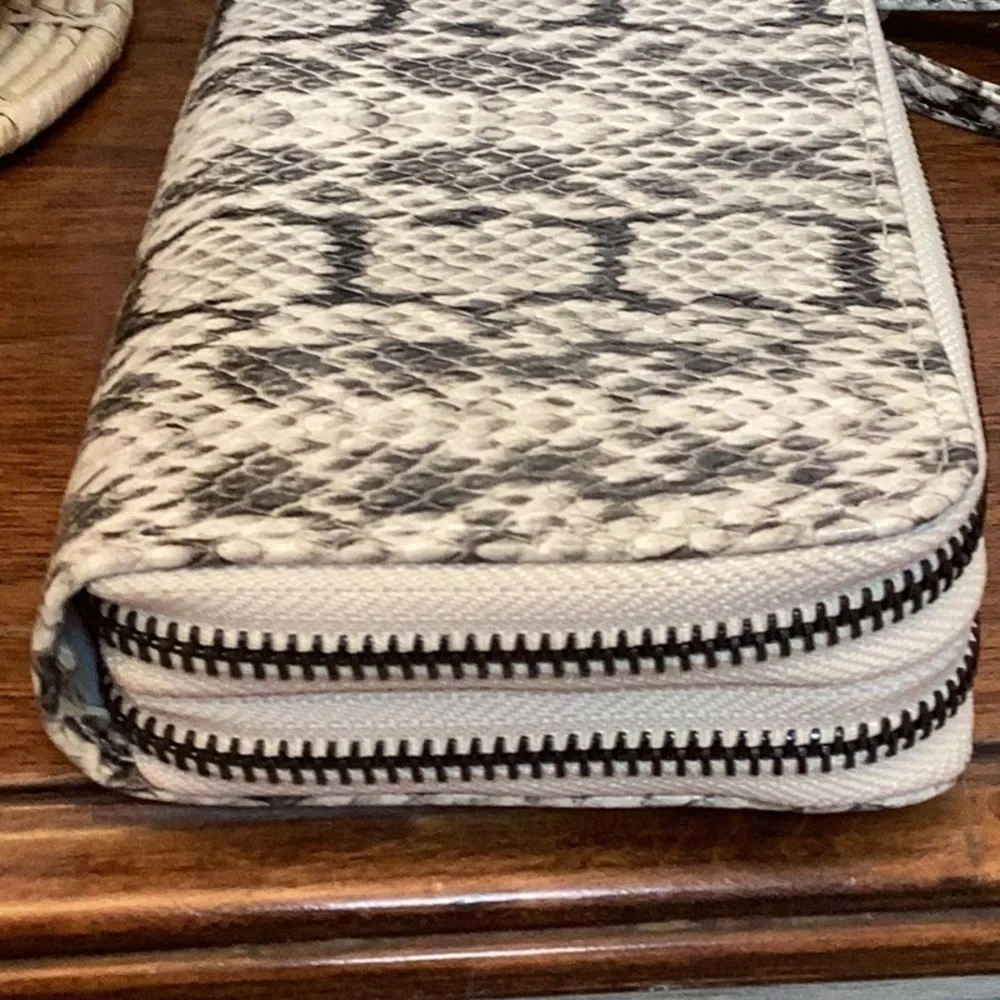 A New Day snakeskin double zip wallet with removable wristlet strap